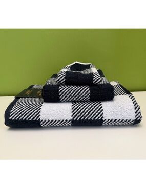 Pendleton 3 Piece Towel Set Blue and White Buffalo Check